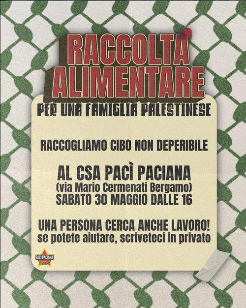 Raccolta alimentare per una famiglia palestinese