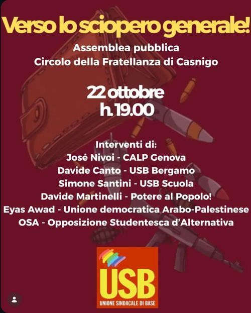 Assemblea pubblica verso lo sciopero generale del 30 Ottobre!