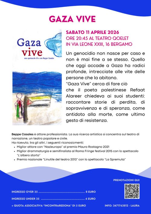 GAZA VIVE, uno spettacolo di e con Beppe Casales 
