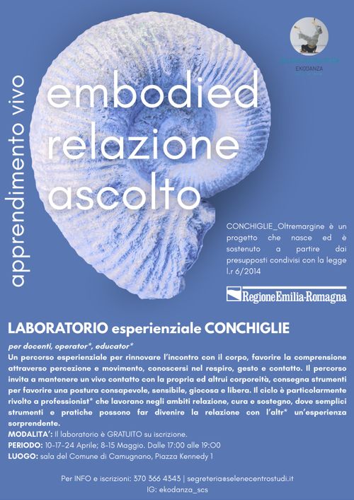 Laboratorio esperienziale CONCHIGLIE dedicato alla presenza e al movimento
